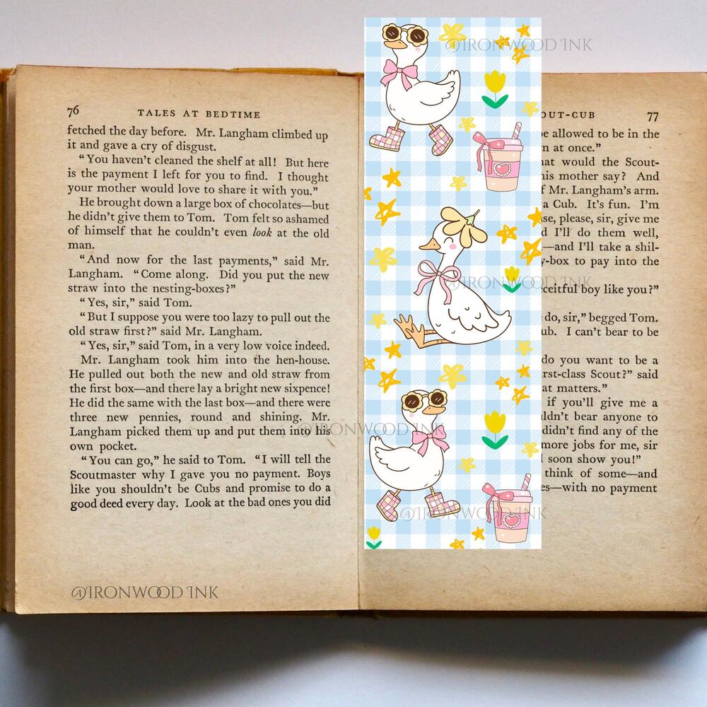 Groovy Goose Duo Bookmark Blue Pink Green Cute Sassy Geese Funny Bookish Gift